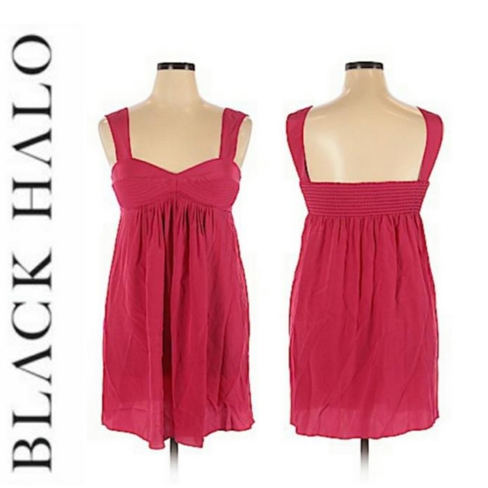 Red Black Halo cocktail dress.